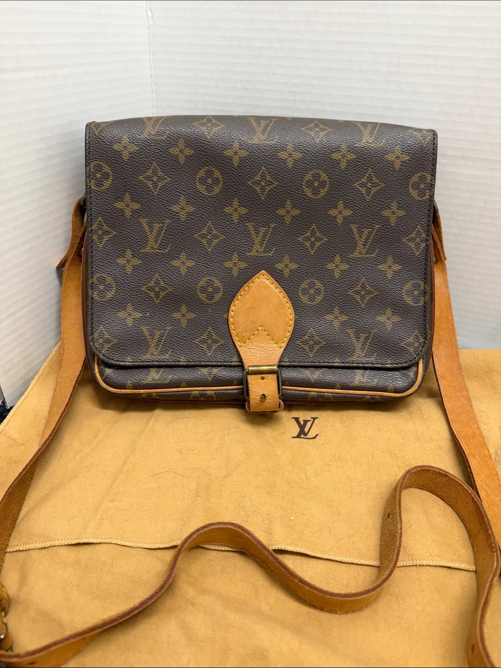 Louis Vuitton Brown Monogram Canvas Messenger Bag with Tan Trim